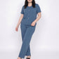 Plus Size 2-Piece Short Sleeve Button Front Pajama Top and Wide Leg Pants Sleepwear Lounge Set