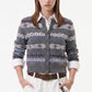Geometric Pattern Button Front Knit Cardigan Sweater