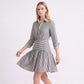 Striped Long Sleeve Collared Shirt Dress with Drop Waist