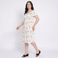 Floral Midi Nightgown Short Sleeve Lace Trim V-Neck Tie Front Sleep Dress