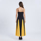 Spaghetti Strap Colorblock Fit and Flare Midi Dress