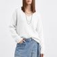 Oversized V Neck Longline Knit Pullover Sweater