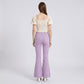 High Rise Flare Pants Button Front Stretch Wide Leg Hem Pants