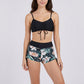 2 Piece Ruched Bikini Top and Swim Shorts Set