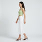 Foldover Waistband Cropped Wide-Leg Trousers