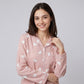 2-Piece Set Heart Print Button Front Pajama Top and Straight Leg Lounge Pants