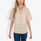 Short Sleeve Button Down Shirt with V-Neckline