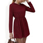 Long Sleeve Mini Dress with Elastic Waist Soft Knit Fabric