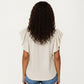 Ruffle Flutter Sleeve Button Down Blouse with Tie Neck