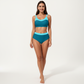 2-Piece Set Color Block Bikini Top with High Waisted Bottom Swim Set