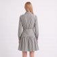 Striped Long Sleeve Collared Shirt Dress with Drop Waist