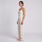 2-Piece Set Waffle Knit Ditsy Floral Camisole with Adjustable Straps and Relaxed Wide Leg Lounge Pants