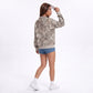 Camo Print Quarter Zip Long Sleeve Pullover Sweatshirt