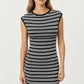 Sleeveless Crew Neck Striped Knit Column Maxi Dress