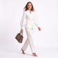Puff Sleeve Peplum Blazer with Stand Collar and Button Front