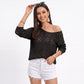 Open Stitch Knit Sweater One Shoulder Geometric Long Sleeve Top
