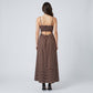Striped Square Neck Sleeveless Maxi Dress with Fitted Bodice Adjustable Straps and Flowy Tiered A-Line Skirt