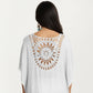 Crochet Medallion Swim Cover Up Dress with Tassel Trim and Relaxed Boho Silhouette