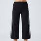 Crossover Waistband Side-Stripe Cropped Wide-Leg Trousers