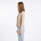 Ruffle Trim Button Front Peplum Cardigan Sweater