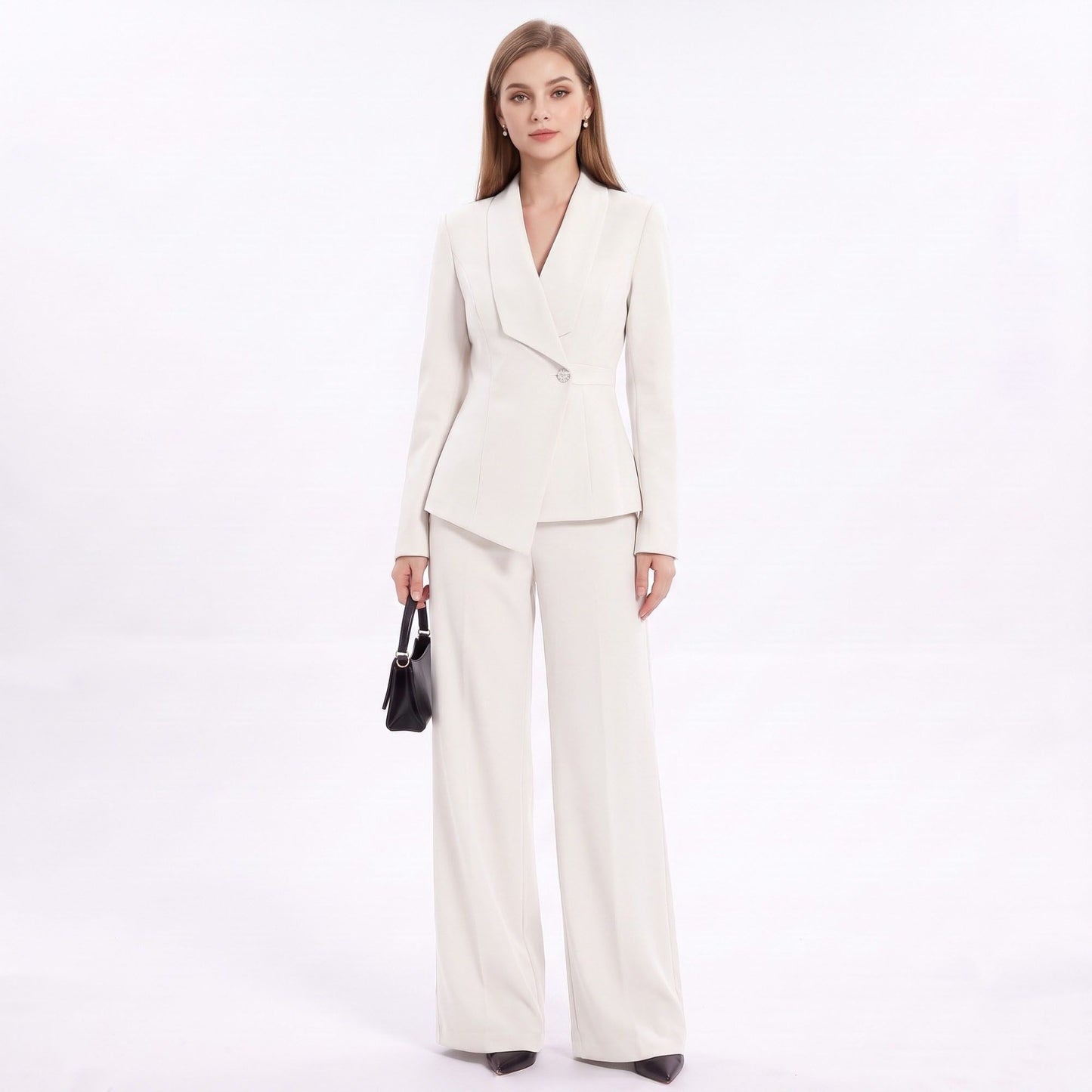 Shawl Collar Blazer and Straight Leg Pants Two Piece Suit Set