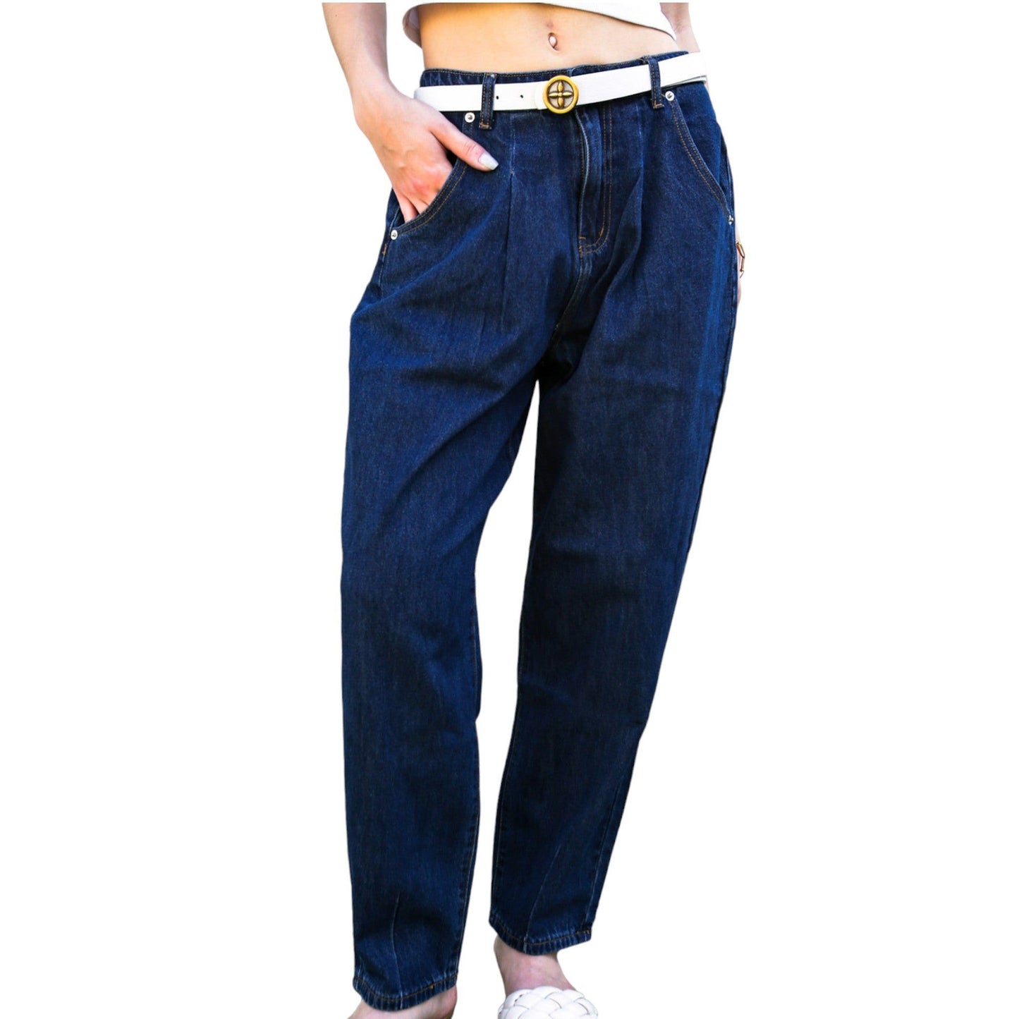 Loose High Waist Denim Trousers