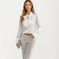 Satin Bow Neck Blouse with Long Puff Sleeves and Wide Cuffs