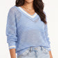 Openwork Mesh V-Neck Long Sleeve Sweater