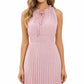 Sleeveless Midi Dress with Pleated Skirt and Tie Neck Detail