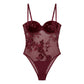 Floral Sequin Mesh Bodysuit with Underwire Cups and Adjustable Straps