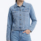 Classic Denim Jacket Long Sleeve Button Front Trucker Jacket with Chest Pockets