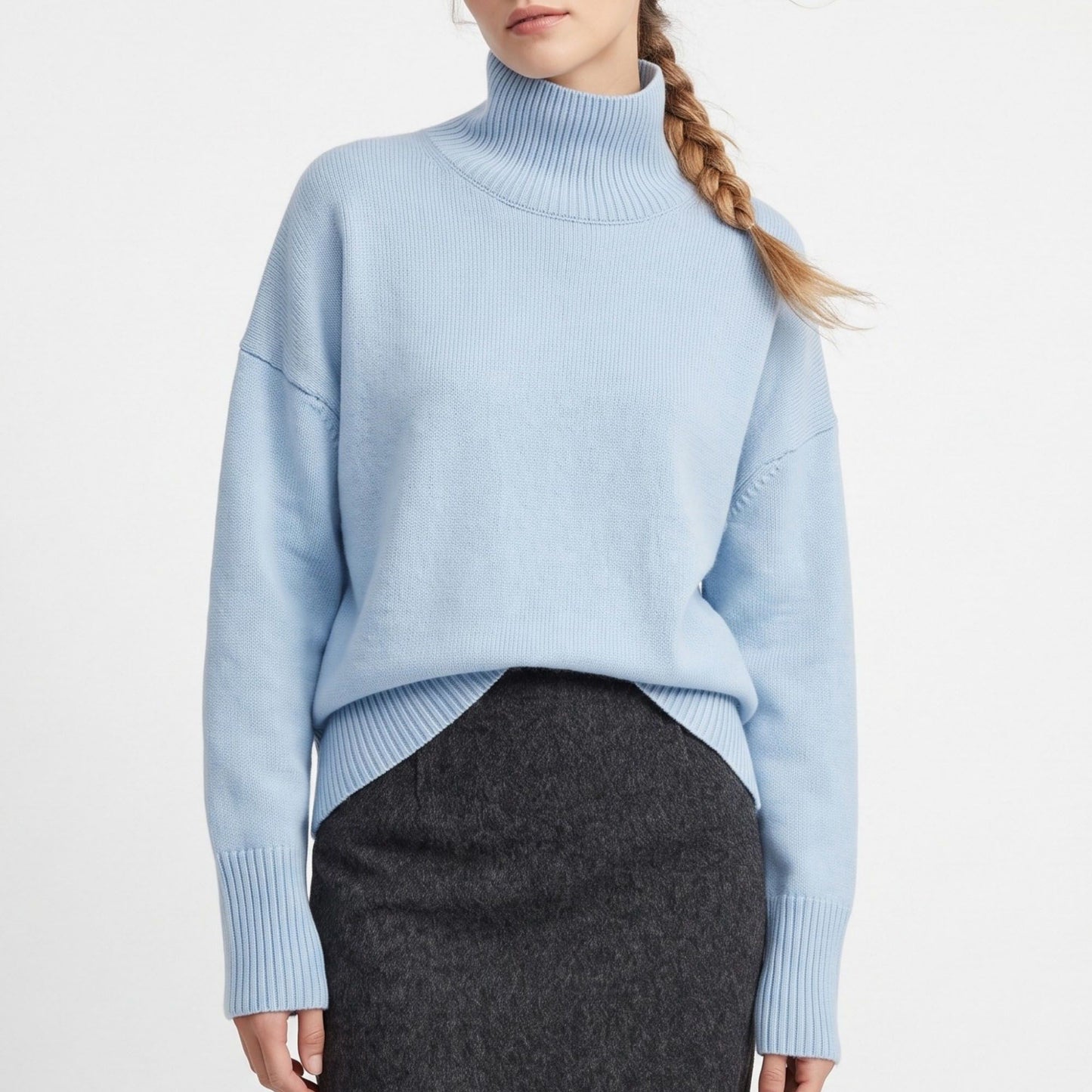 Relaxed Fit Turtleneck Pullover Sweater