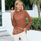 Layering Lace Puffed Sleeve Sheer Top