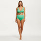 Tie-Front Maternity Bikini Set with High-Waisted Bottoms and Ribbed Texture