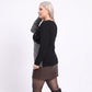 Plus Size Faux Pearl Colorblock Wrap Front Sweater