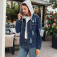 Detachable Hoodie Denim Distressed Jean Jacket