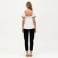 French Style Lace Trim Puff Sleeve Empire Waist Blouse