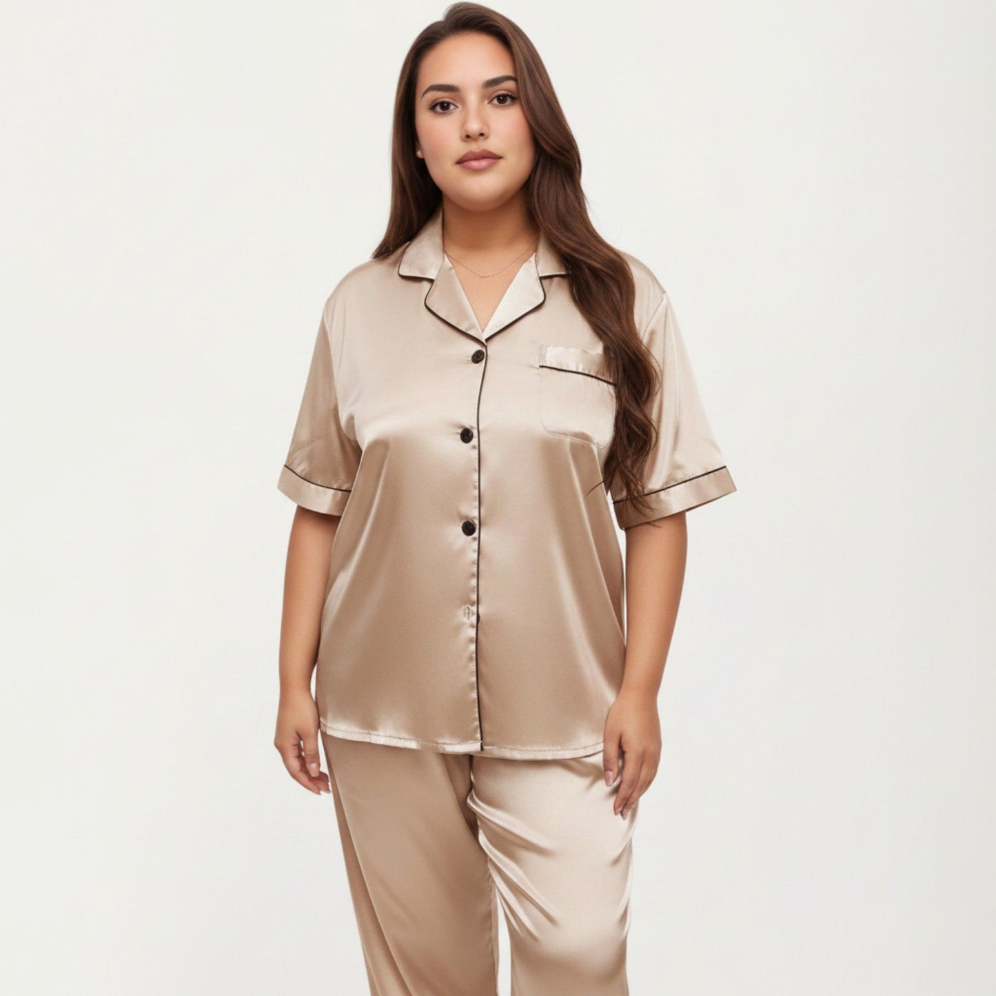 Plus Size 2-Piece Floral Kimono Robe Set with Short Sleeve Open Front Longline Cover Up and Matching Inner Dress