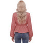 Houndstooth Peplum Blouse V Neck Long Sleeve Top
