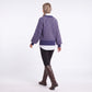 Patterned Crewneck Knit Sweater with Chain Accent