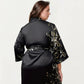 Plus Size Satin Floral Kimono Robe with Self Tie Belt Longline Open Front Lightweight Sleepwear