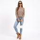 Textured Geometric Crew Neck Long Sleeve Knit Sweater