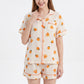 2-Piece Set Fruit Print Button Front Pajama Top and Relaxed Pants Sleepwear