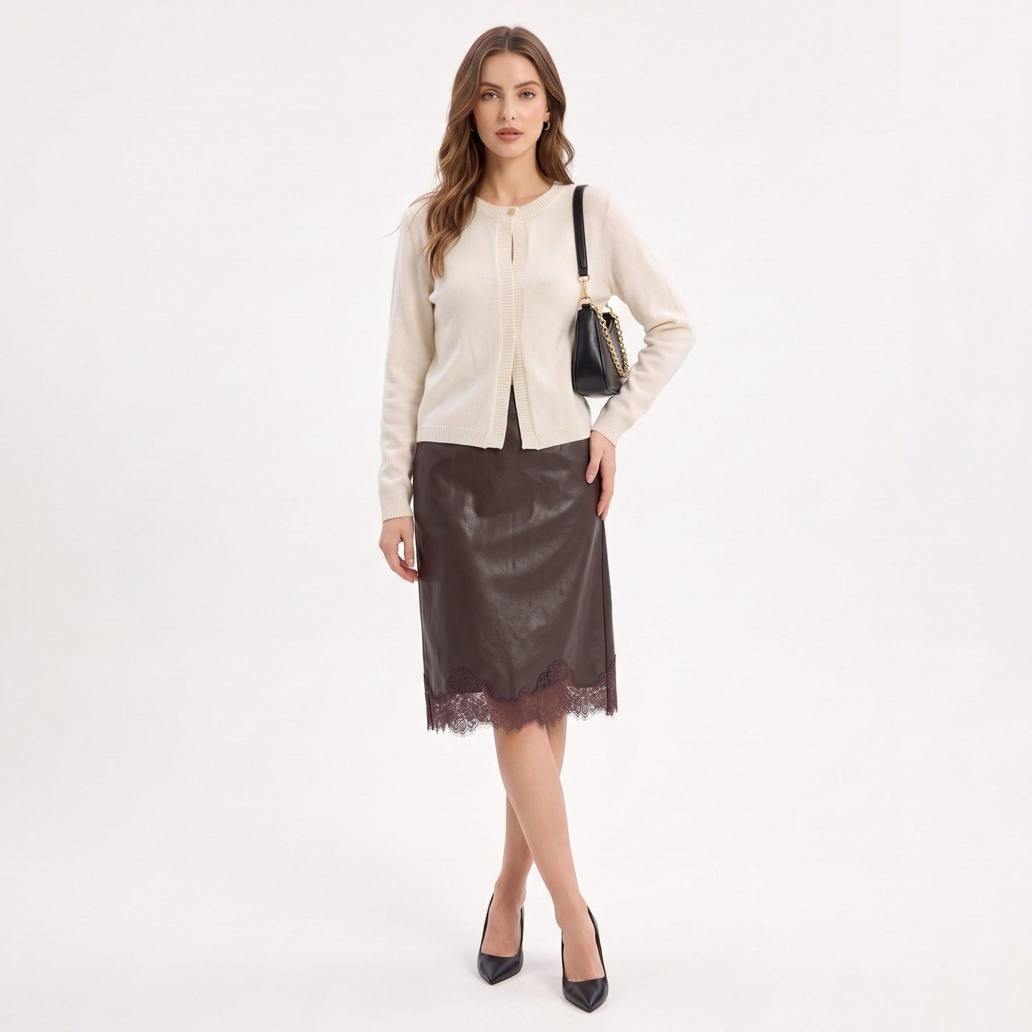 Single Button Open Front Knit Cardigan