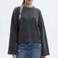 Oversized Crewneck Knit Sweater with Flared Sleeves