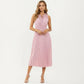 Sleeveless Midi Dress with Pleated Skirt and Tie Neck Detail