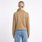 Cropped Button Front Jacket Collared Long Sleeve Patch Pocket Casual Coat