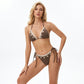Ribbed Triangle Bikini Set with Shell Charm Details and Side Tie Bottoms