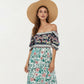 Puff Sleeve Maxi Dress with Mixed Floral Print and Border Hem
