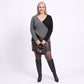 Plus Size Faux Pearl Colorblock Wrap Front Sweater